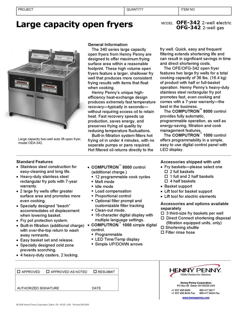 Henny Penny OFE-342 Specification sheet