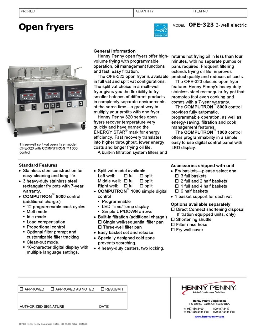 Henny Penny OFE-323 Specification sheet