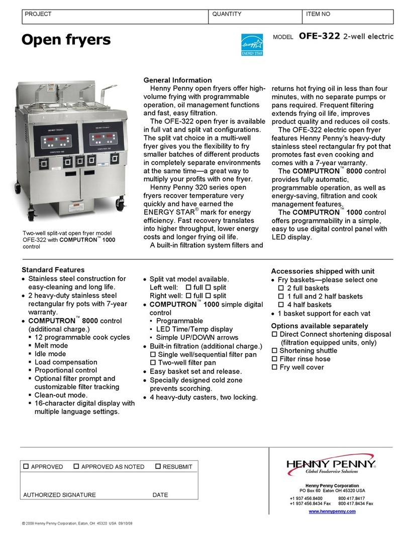Henny Penny OFE-322 Specification sheet