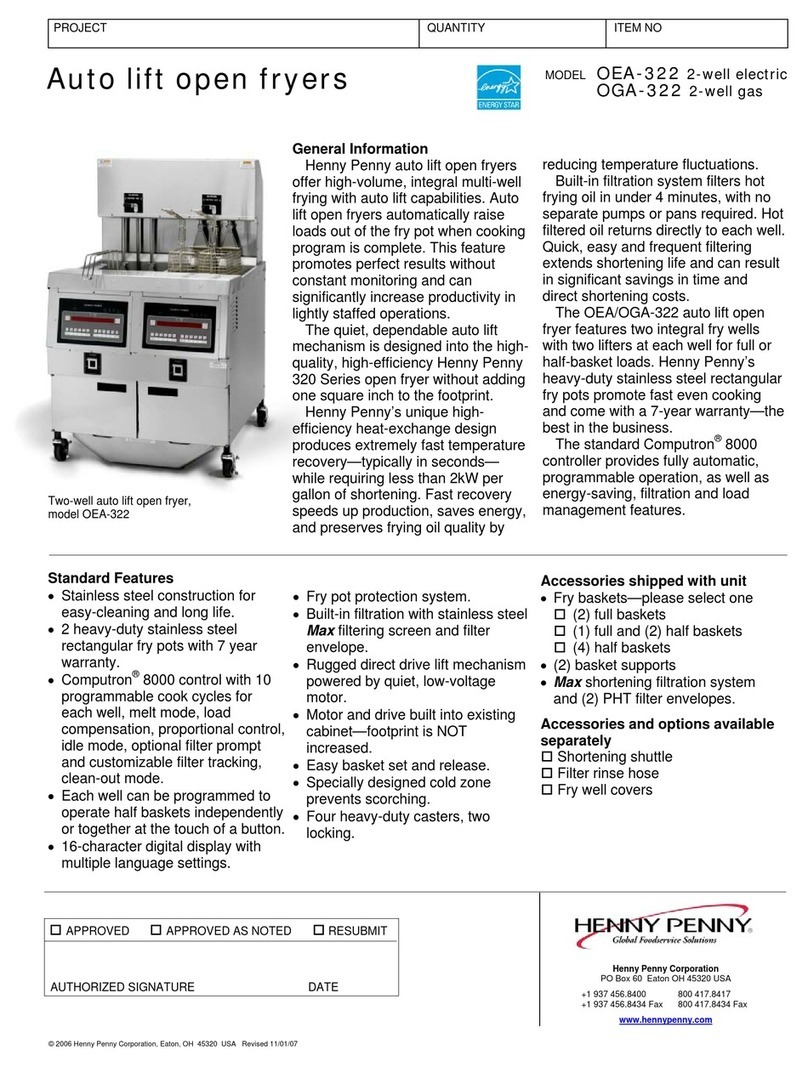 Henny Penny OEA-322 Specification sheet
