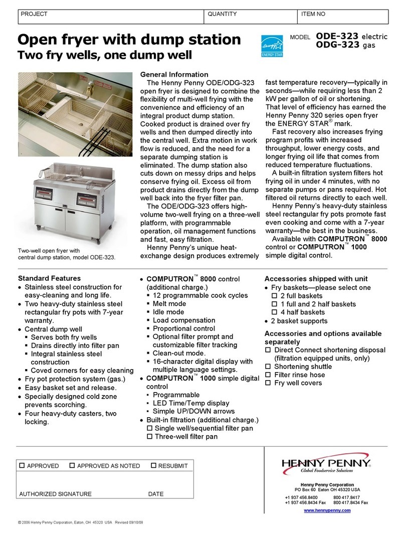 Henny Penny ODE-323 electri Specification sheet