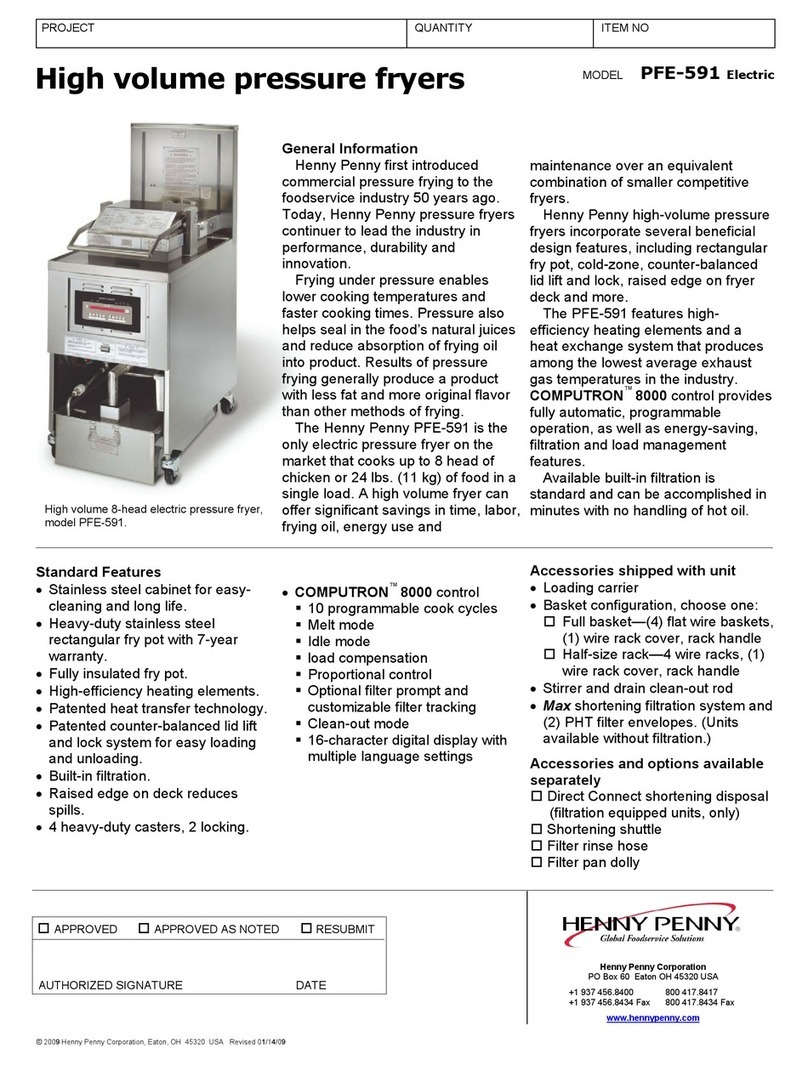 Henny Penny PFE-591 Specification sheet