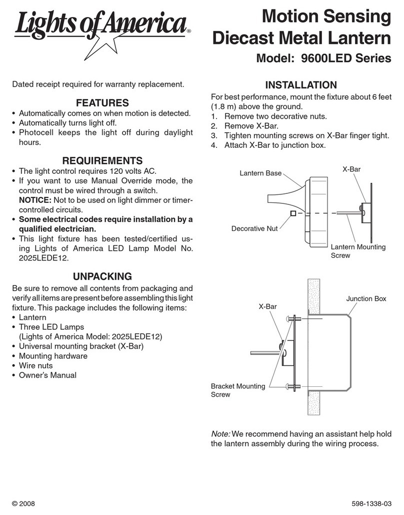 Lights of America Motion Sensing Diecast Metal Lantern 9600LED... owner's manual
