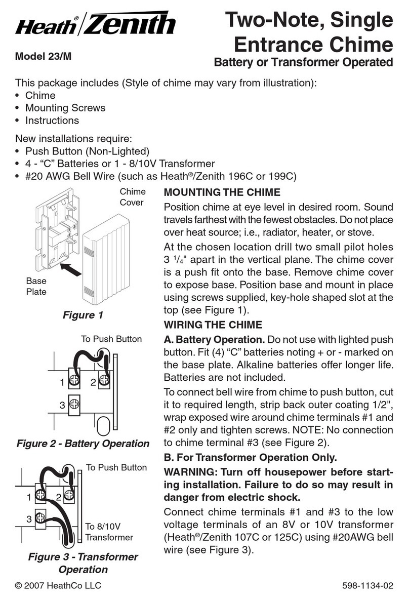 Heath Zenith Single Entrance Chime 23/M User manual