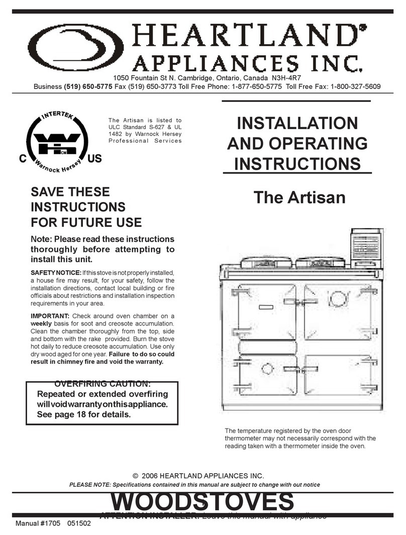 Heartland Artisan Installation and operating instructions