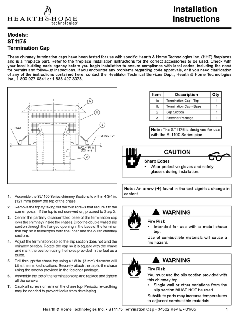 Hearth and Home Technologies Termination Cap ST1175 installation instructions