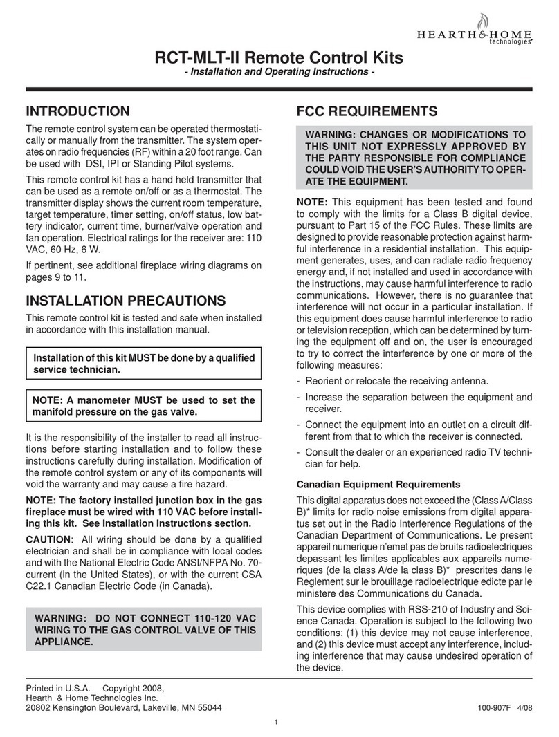 Hearth and Home Technologies RCT-MLT-II Installation and operating instructions Hearth and Home Technologies RCT-MLT-II Installation and operating instructions