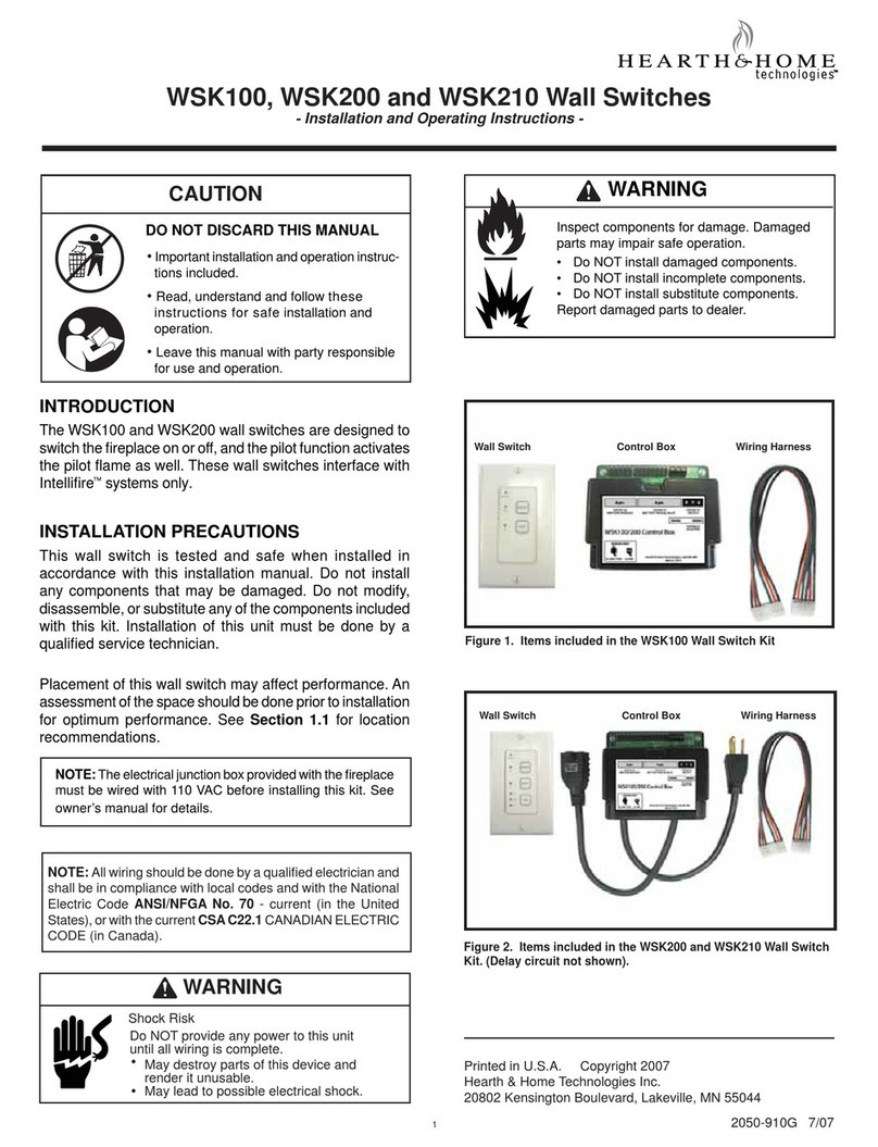 Hearth and Home Technologies WSK100 Installation and operating instructions