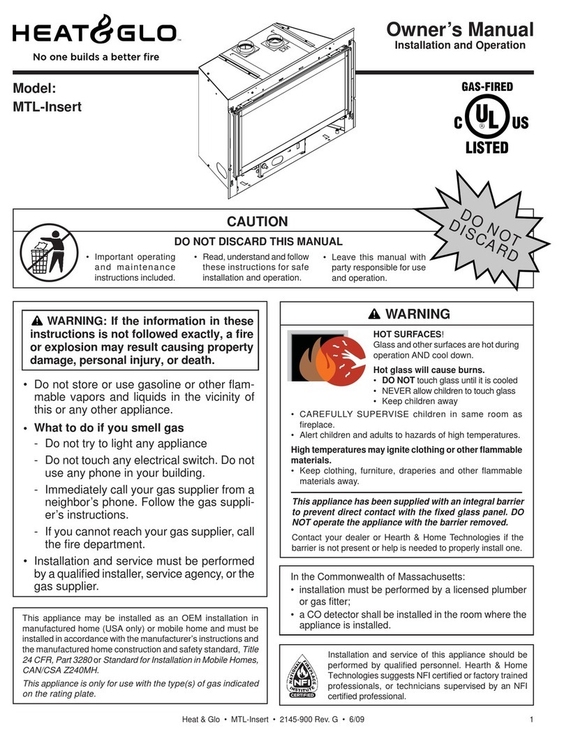 Heat & Glo MTL-INSERT owner's manual Heat & Glo MTL-INSERT owner's manual
