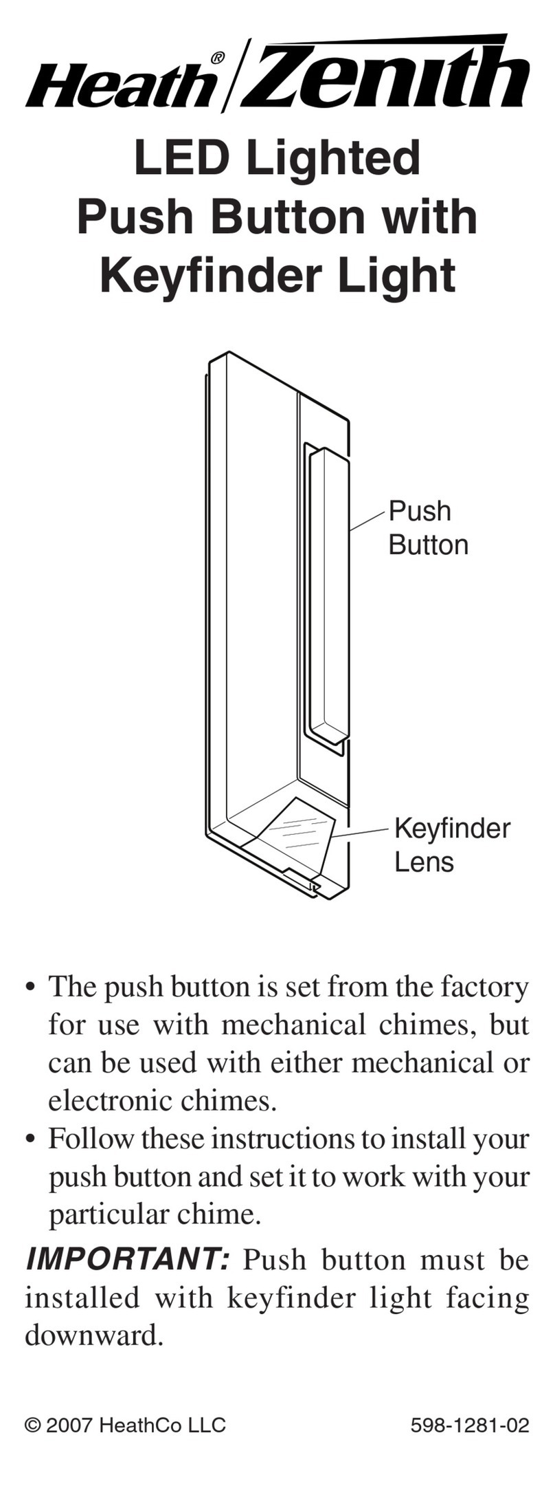 Heath Zenith LED Lighted Push Button with Keyfinder Light... User manual