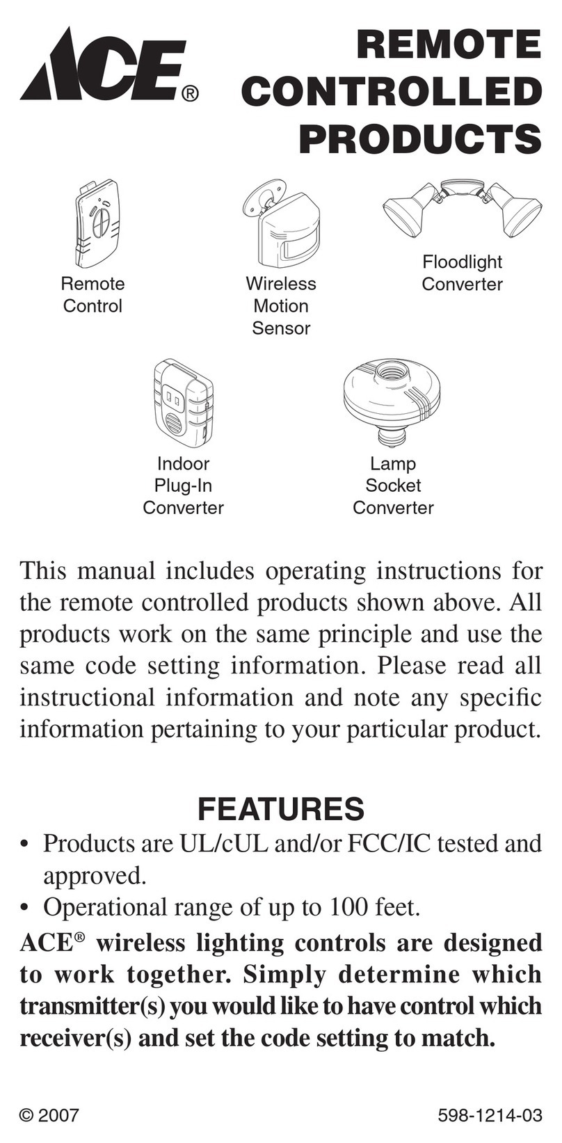 Ace 598-1214-03 User manual