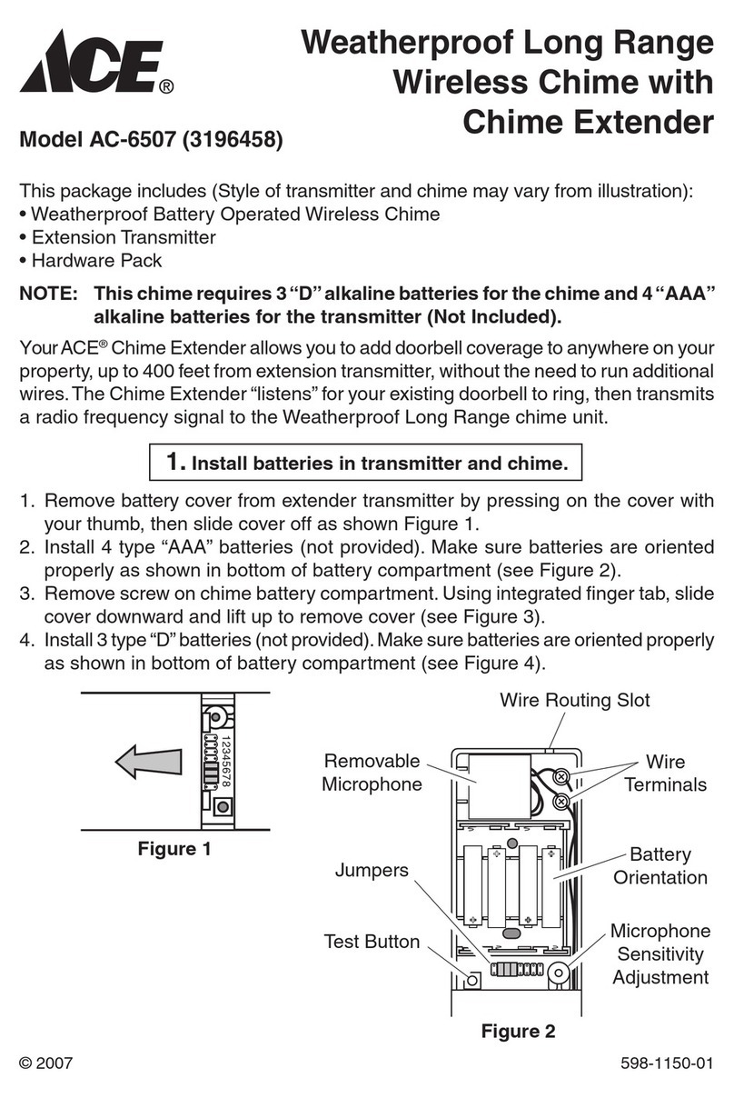 Ace Weatherproof Long Range Wireless Chime with Chime Extender... User manual Ace Weatherproof Long Range Wireless Chime with Chime Extender... User manual
