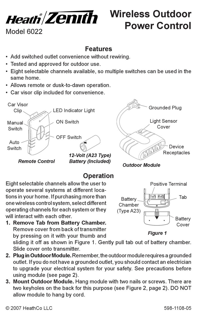 Heath Zenith Wireless Outdoor Power Control 6022 owner's manual