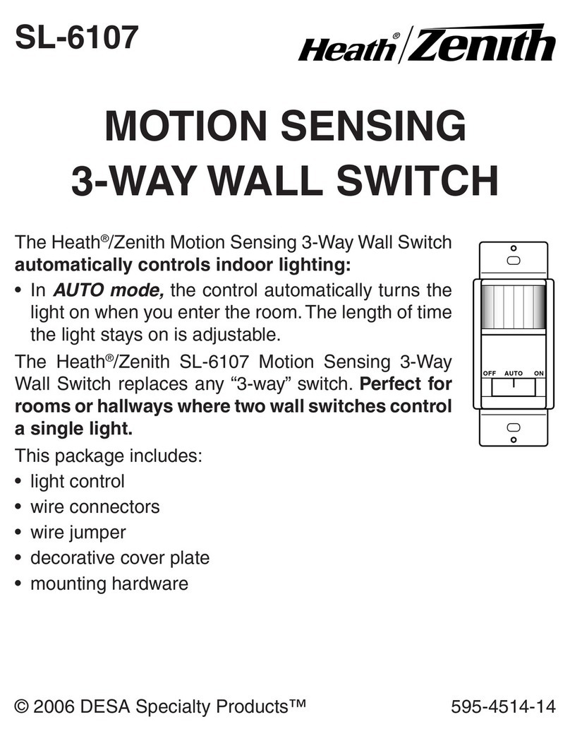 Heath Zenith Motion Sensing 3-Way Wall Switch SL-6107 User manual