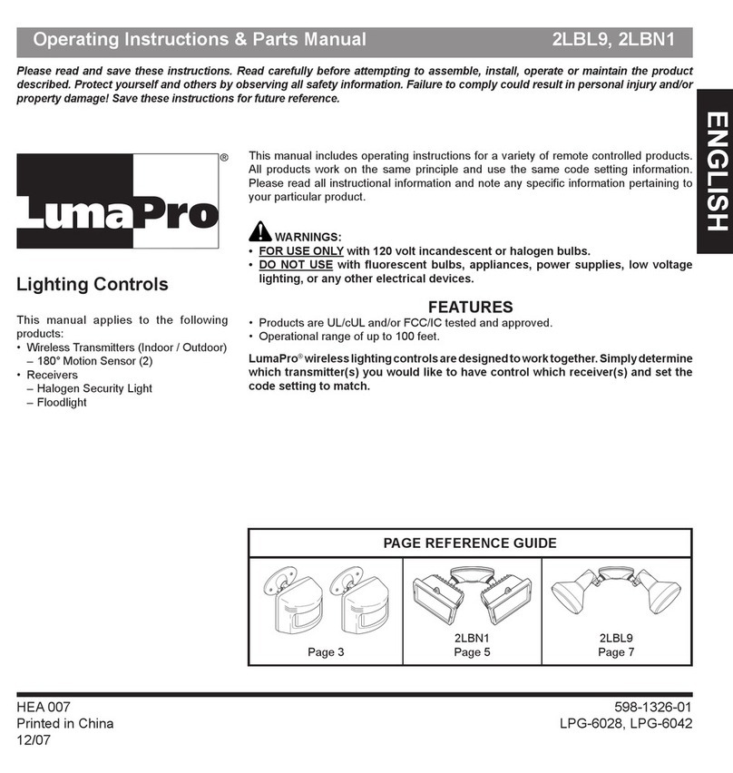 LumaPro 2LBL9 Operating instructions and parts manual LumaPro 2LBL9 Operating instructions and parts manual