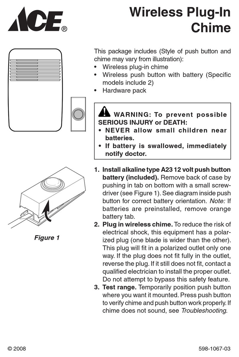 Ace Wireless Plug-In Chime 598-1067-03 User manual