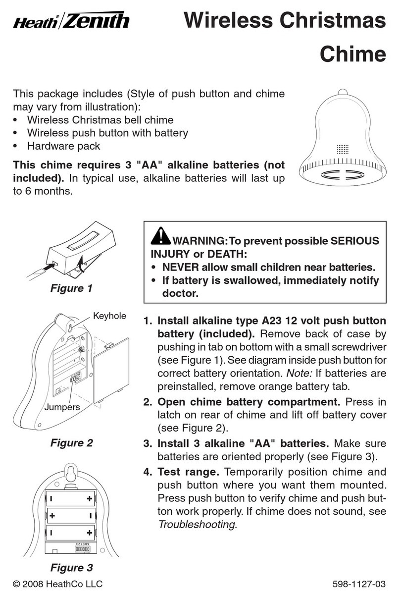 Heath Zenith Wireless Christmas Chime 598-1127-03 User manual