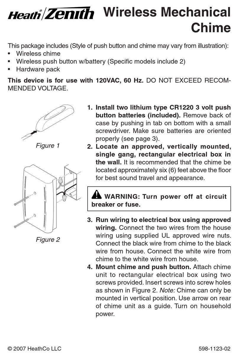Heath Zenith Wireless Mechanical Chime 598-1123-02 User manual