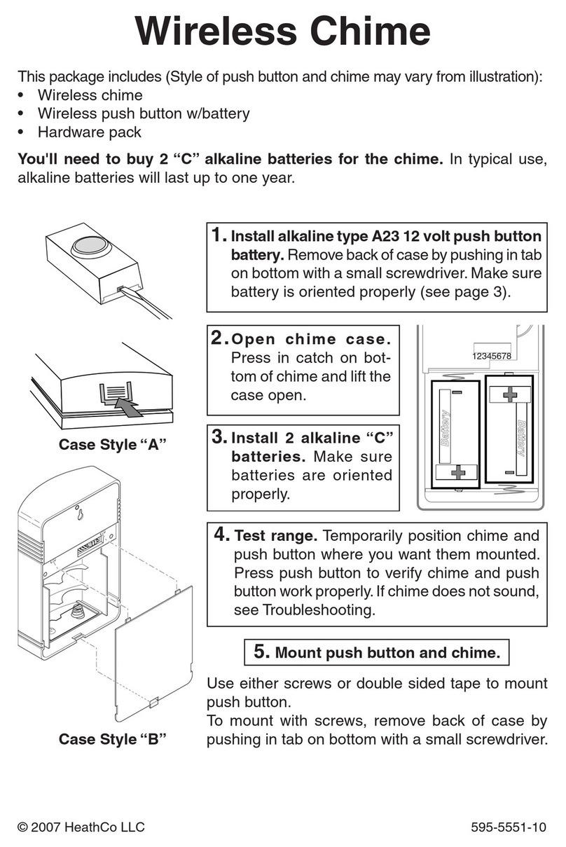 HeathCo Wireless Chime 595-5551-10 owner's manual