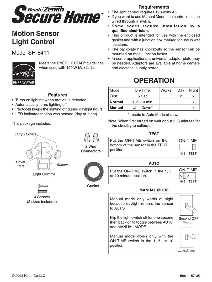 Heath Zenith Motion Sensor Light Control SH-5411 User manual