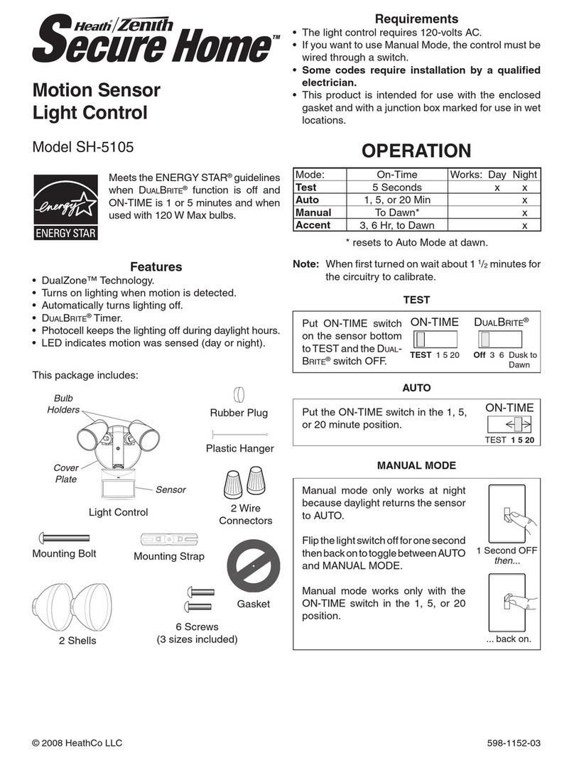 Heath Zenith Motion Sensor Light Control SH-5105 User manual