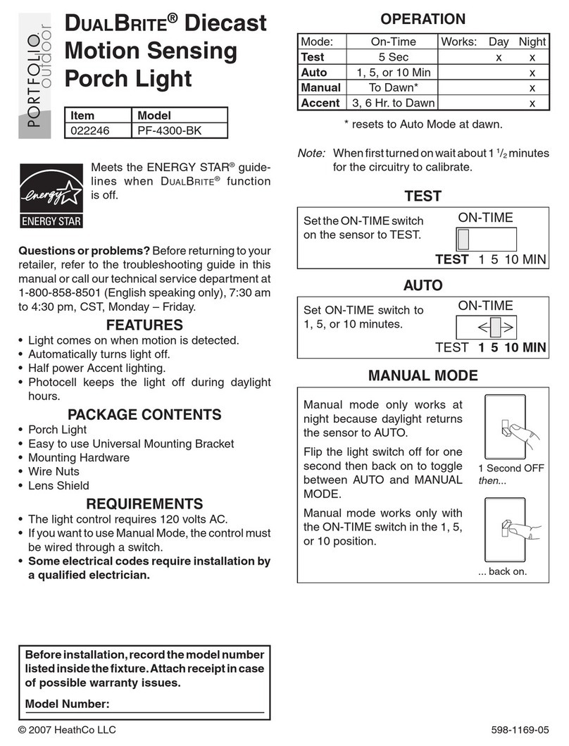 Portfolio Motion Sensing Porch Light PF-4300-BK owner's manual