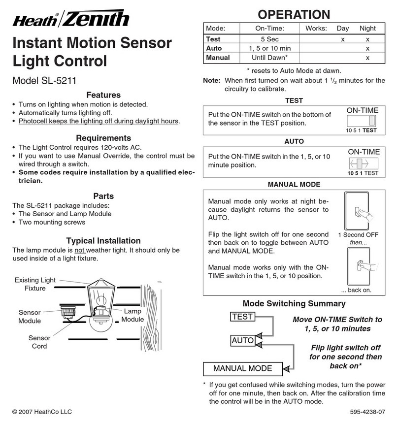 Heath Zenith Instant Motion Sensor Light Control SL-5211 User manual