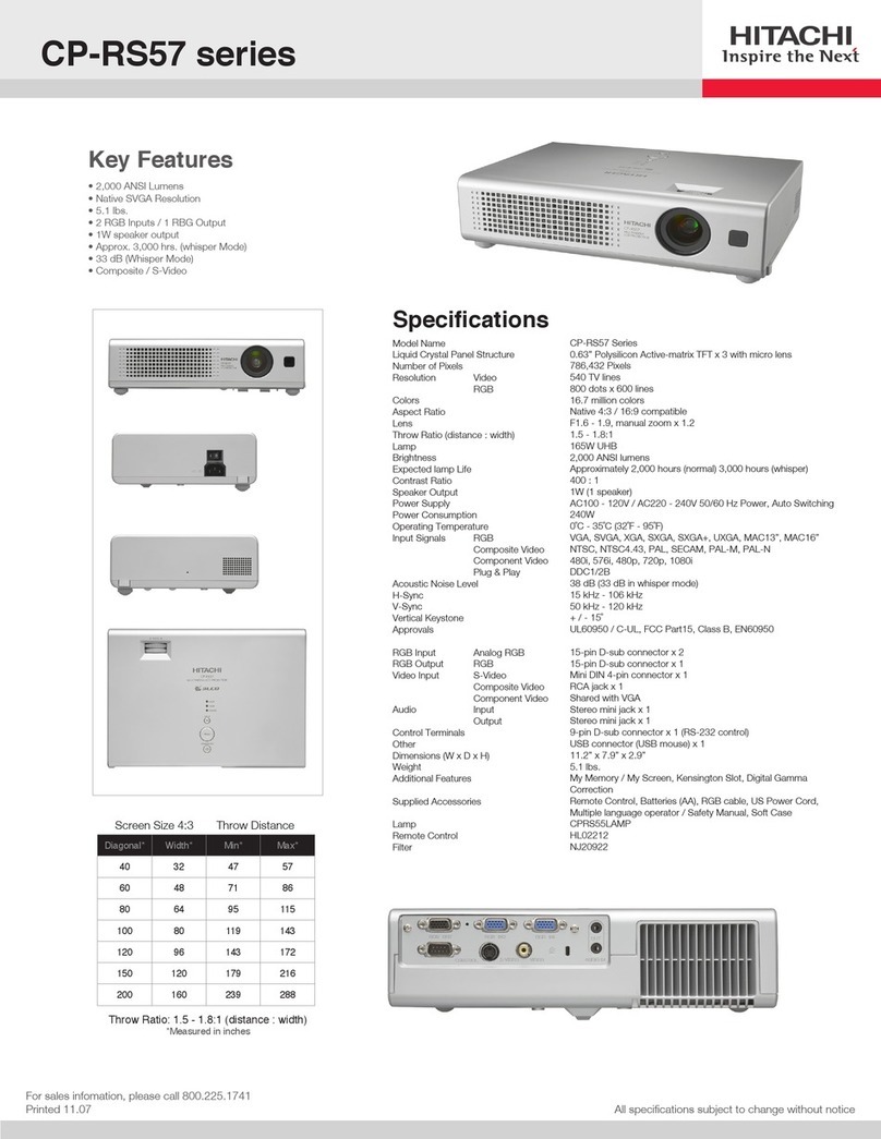 Hitachi CP-RS57 series Specification sheet