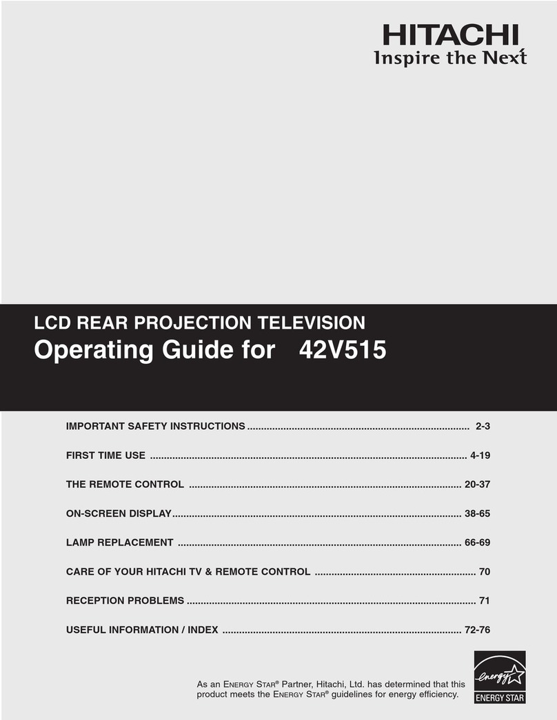 Hitachi 42V515 - 42" Rear Projection TV operating guide Hitachi 42V515 - 42" Rear Projection TV operating guide