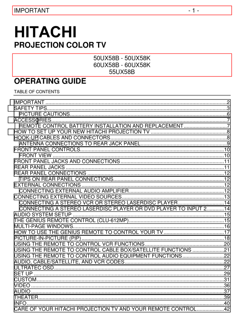 Hitachi 50UX58B operating guide