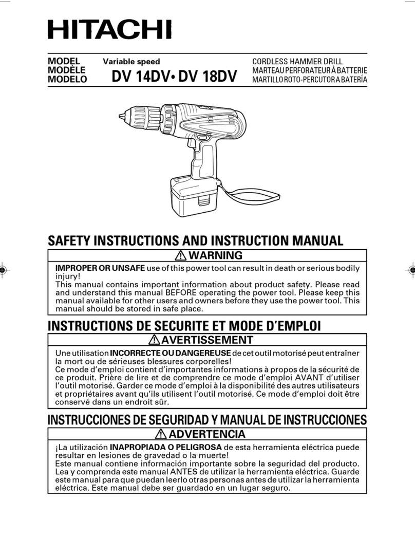 Hitachi VARIABLE SPEED DV 14DV Operator's manual