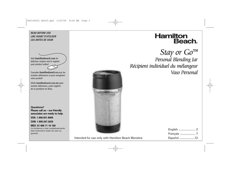 Hamilton Beach Stay or Go 50239 User manual