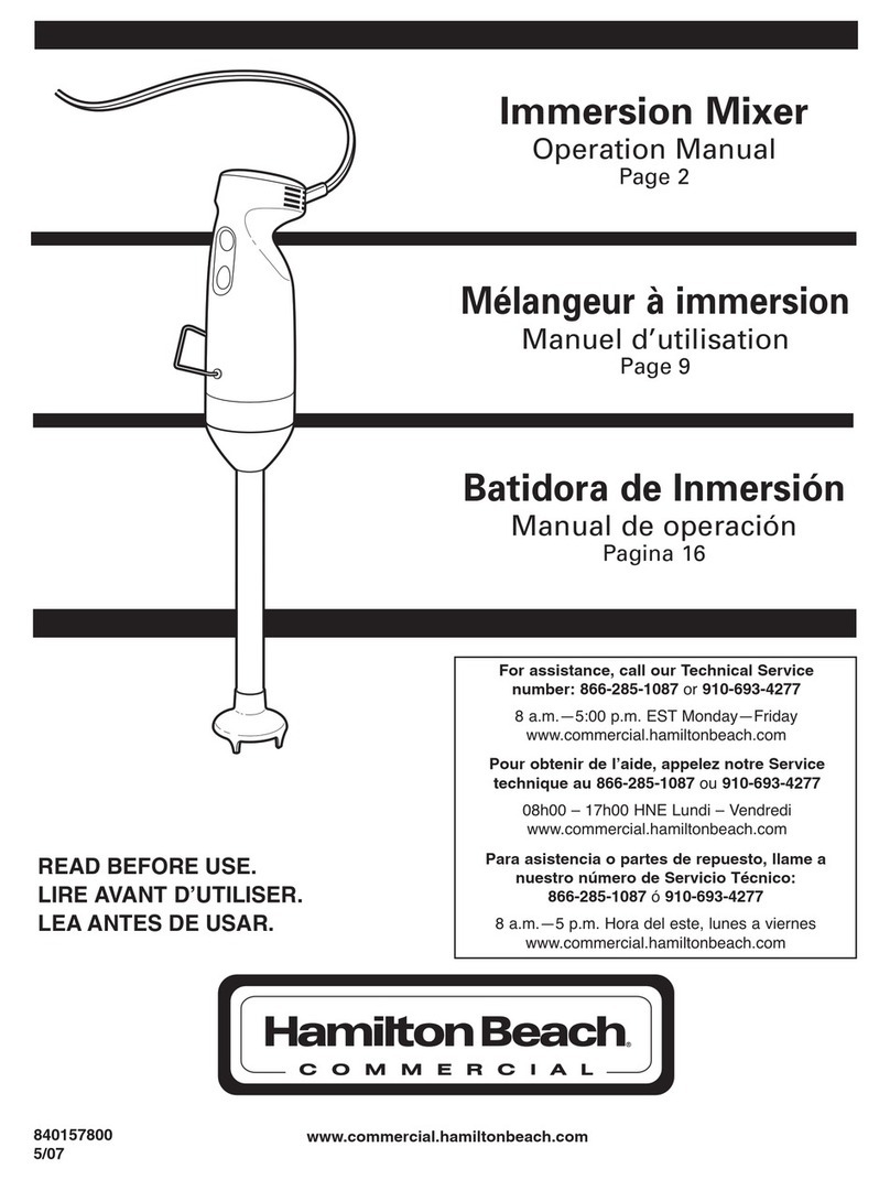 Hamilton Beach Immersion Mixer User manual