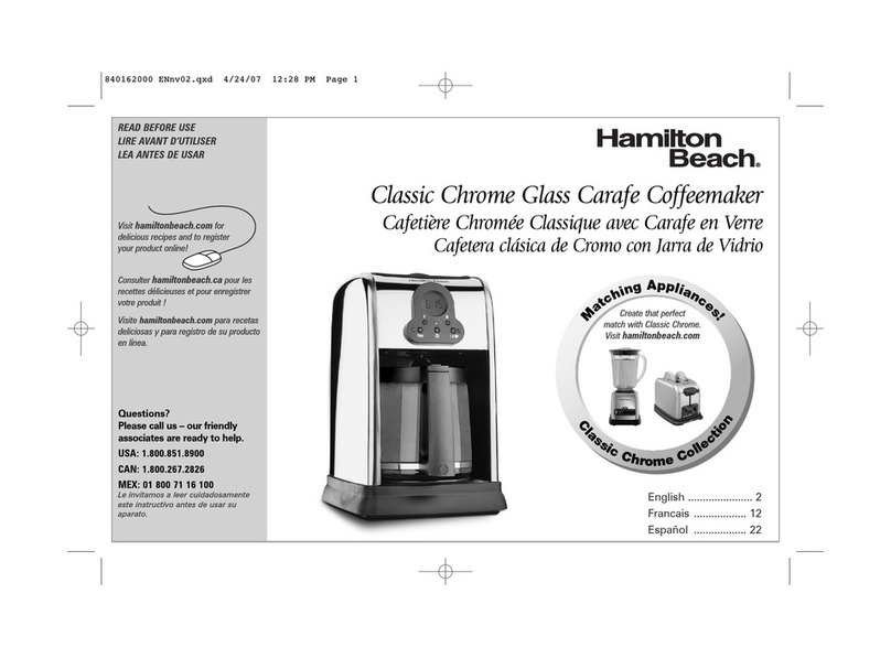 Hamilton Beach 44559 - Classic Chrome 12 Cup Coffeemaker product manual Hamilton Beach 44559 - Classic Chrome 12 Cup Coffeemaker product manual