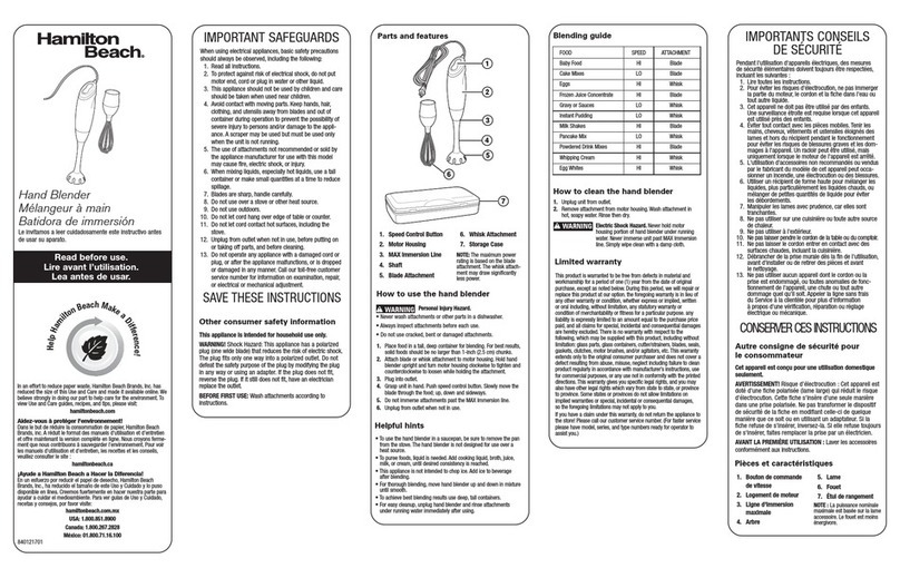 Hamilton Beach 59780R Use and care guide
