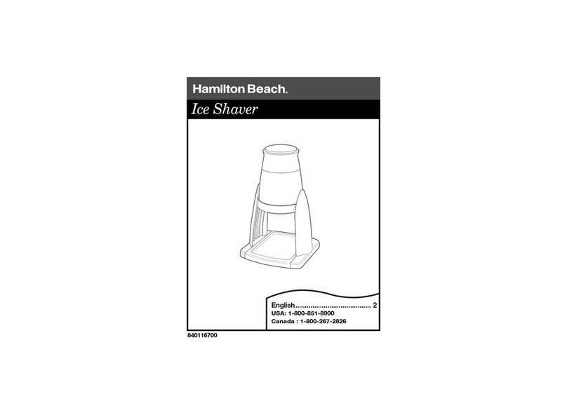 Hamilton Beach Ice Shaver owner's manual