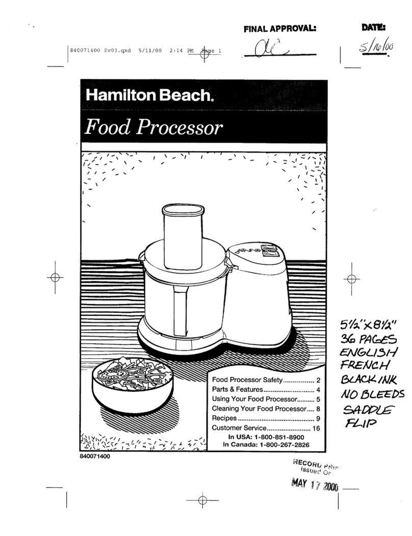 Hamilton Beach 70710 owner's manual