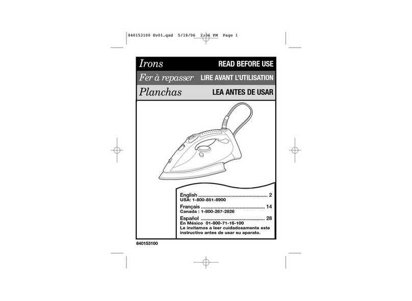 Hamilton Beach 14975 - Professional Iron instruction manual