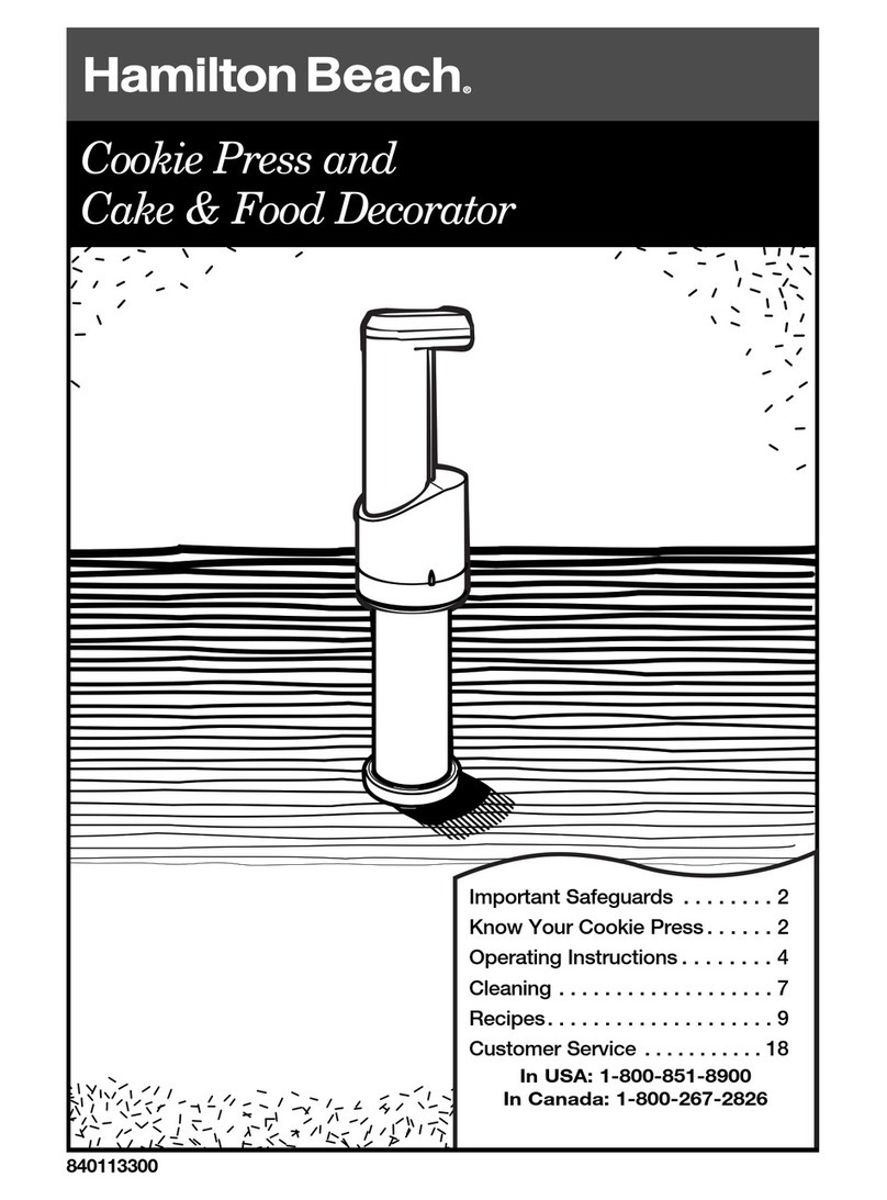 Hamilton Beach Cookie Press and Cake & Food Decorator operating instructions