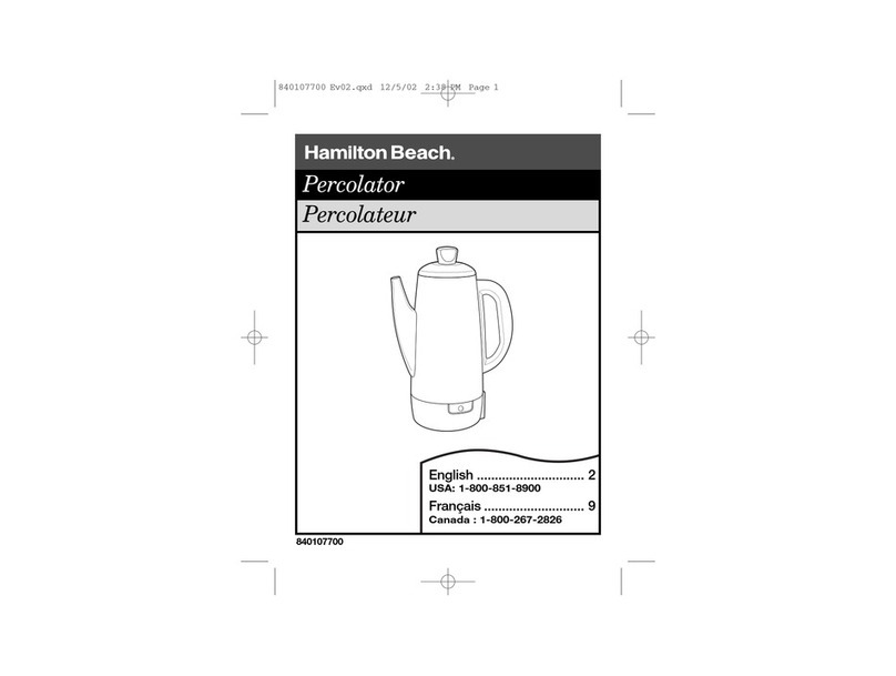 Hamilton Beach Percolator 840107700 Use & care guide