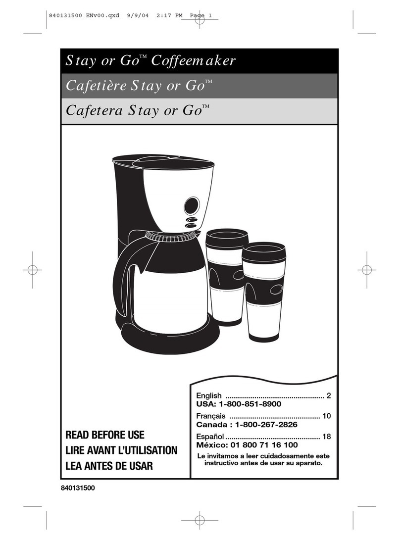 Hamilton Beach Stay or Go Stay or Go Coffeemaker instructions