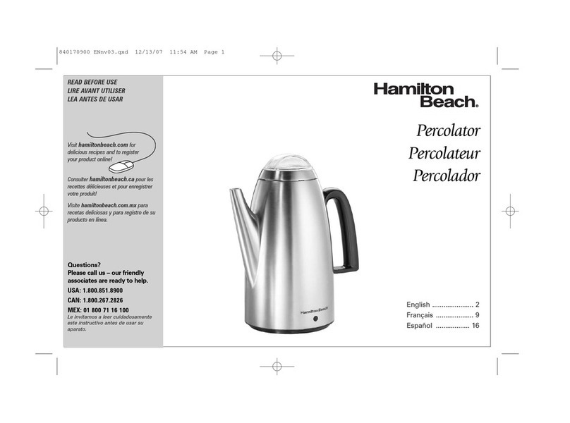 Hamilton Beach Percolator 40617 user manual