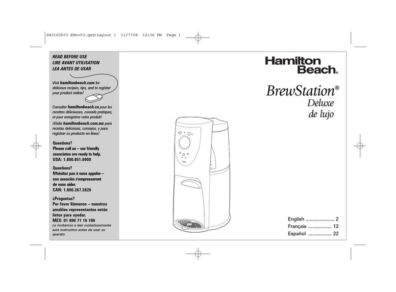 Hamilton Beach BrewStation Deluxe 47453 Use & care guide