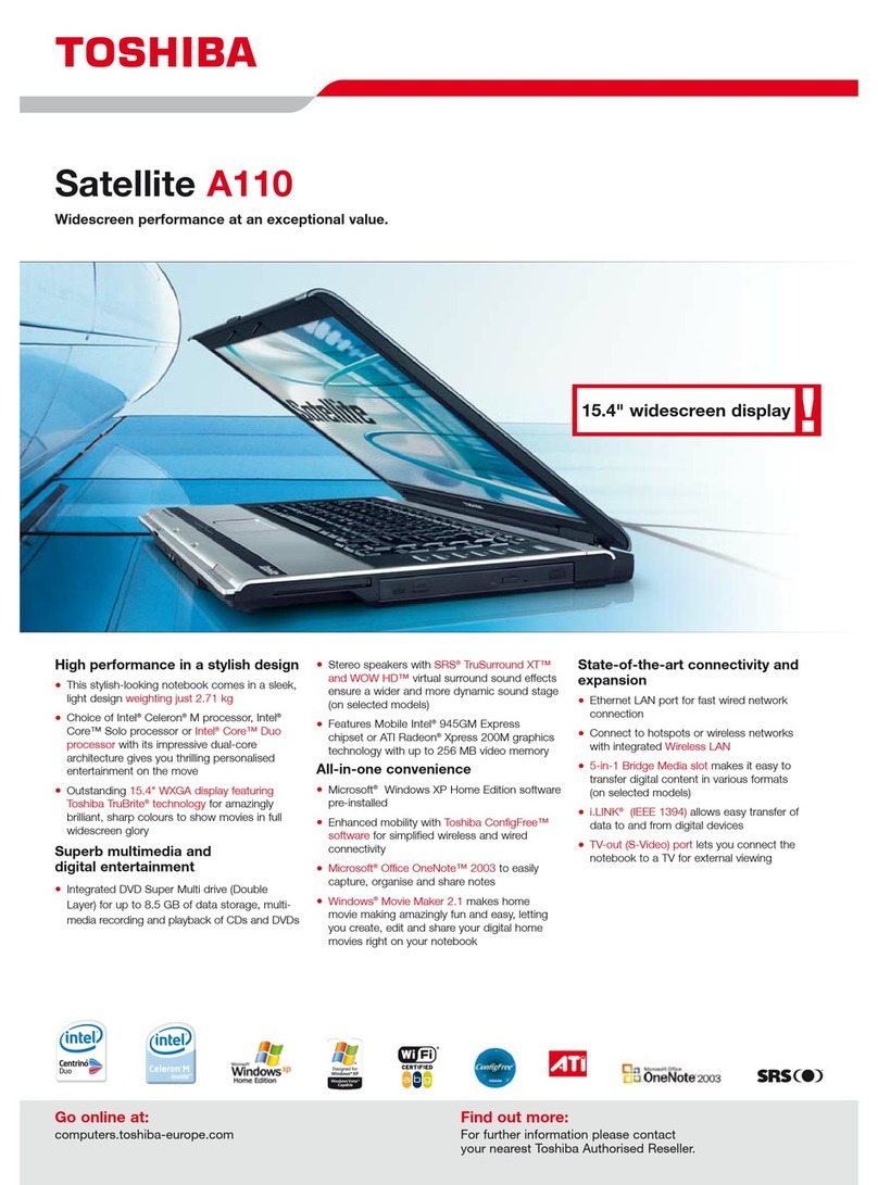 Toshiba Satellite A110 Series Specifications
