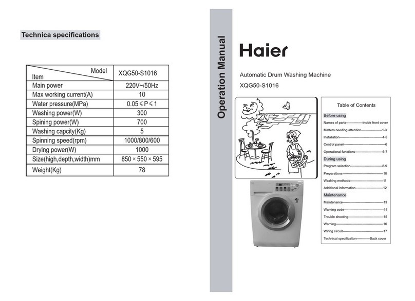 Haier XQG50-S1016 Operation manual