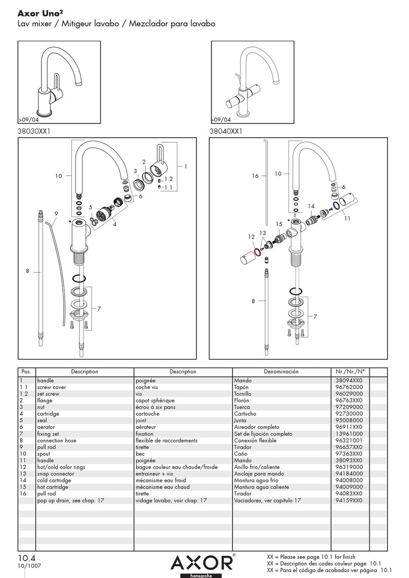 Hans Grohe Uno 38030XX1 Spare parts