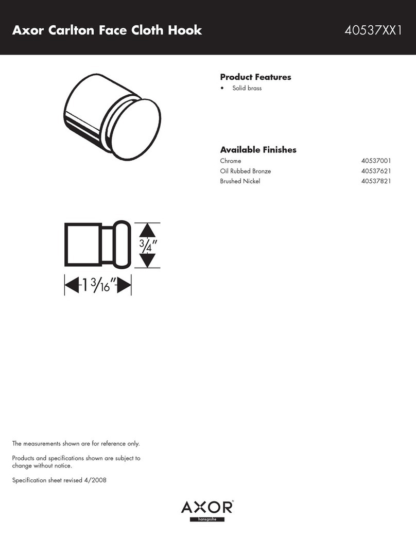 Hans Grohe Axor Carlton Face Cloth Hook 40537XX1 Specification sheet