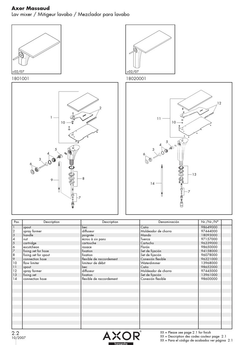 Grohe Axor Massaud Lavatory Mixer 1801001 User manual Grohe Axor Massaud Lavatory Mixer 1801001 User manual
