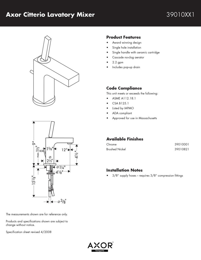 Grohe Axor Citterio Lavatory Mixer 39010XX1 User manual