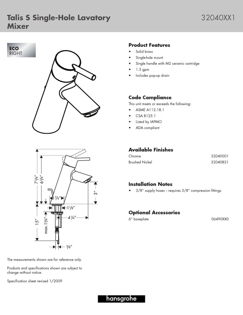Hans Grohe Talis S Single-Hole Lavatory Mixer 32040XX1 User manual